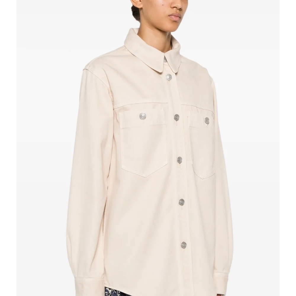 Isabel Marant Cream Button-Front Oversized Jean Jacket